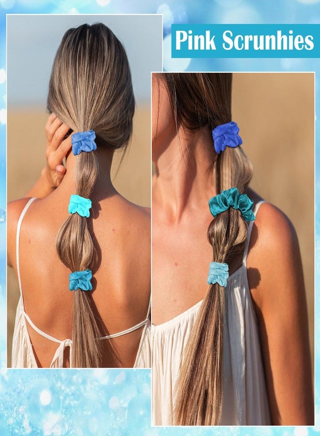 KICOSY 20PCS Blue Scrunchies Bulk Navy Blue Hair Ties for Women Silk Satin Scrunchies for Girls Sky Blue Hair Accessories Large Ponytail Holder No Damage - Image 5